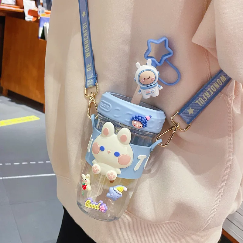 17oz Cute Cartoon Plastic Drink Water Bottle With Dust Stopper Bpa Free Kids Sippy Cup