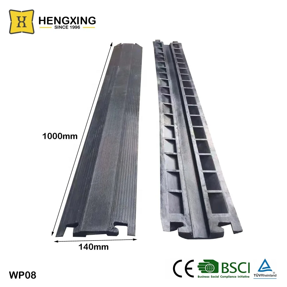 High Quality Outdoor Indoor Black Rubber Safety Road Wire Ramp 1meter Traffic One Channel Cable Protector