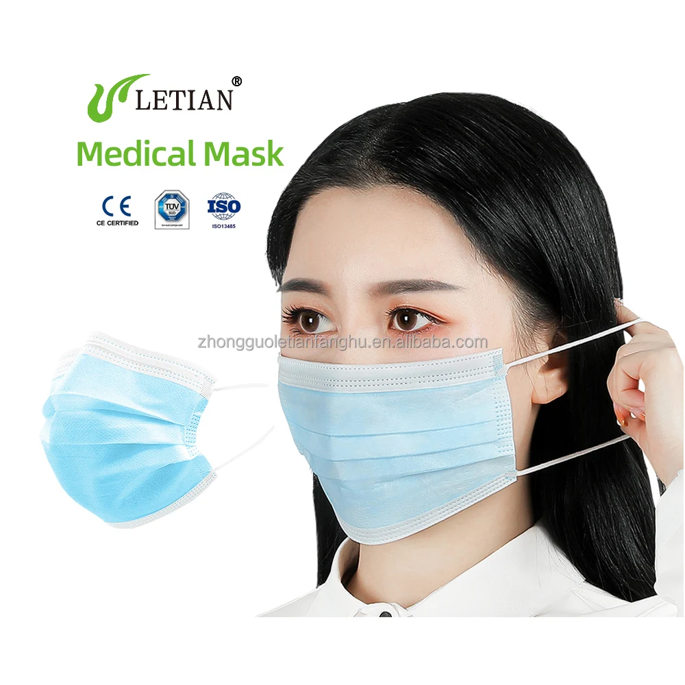 Letian Type Iir Iso13485  Medical Mask Mascarillas Kids Mask Disposable Medical 3 Layer Surgical Mask