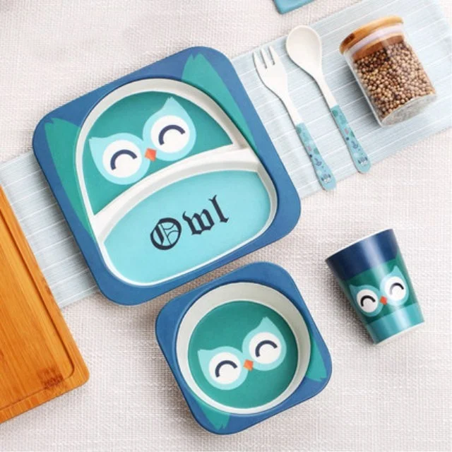 Great brand melamine kids diveded dinner plate children bamboo fiber feeding dishes for sale
