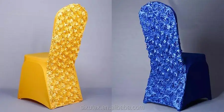 Luxury High Stretch Spandex Wedding Banquet Dining Spandex Rosette Flower Chair Cover Seat Covers For Wedding Banquet Chair