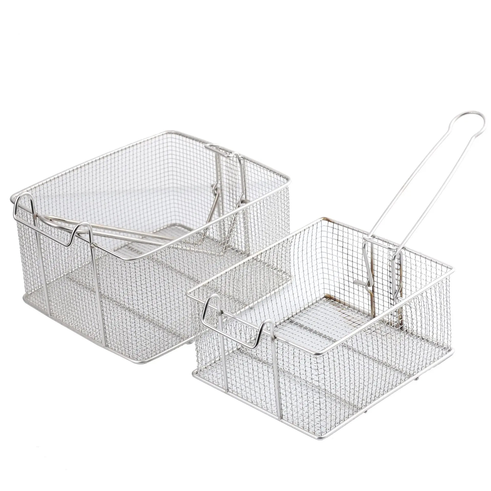 Commercial Stainless Steel wire  Fry Basket Taco French Fries Chicken Square Filter Electric Fry Oil Net Leakage Basket