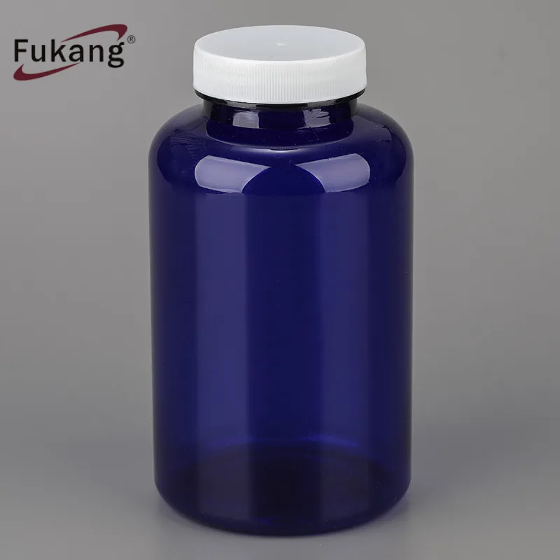 Оптовая продажа ПЭТ круглой формы лекарственный флакон прозрачный пустой пластиковый контейнер для пилюль витамин баночка для 400 мл