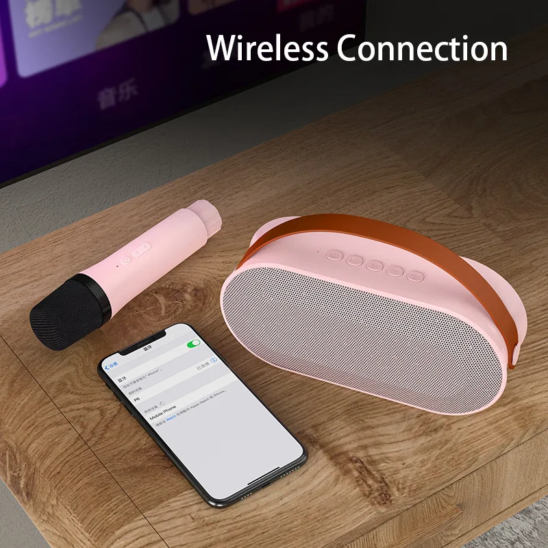 New Wireless K-Song Bluetooth Speaker Portable Home Outdoor Karaoke Colorful Atmosphere Light K-Song Integrated Sound System