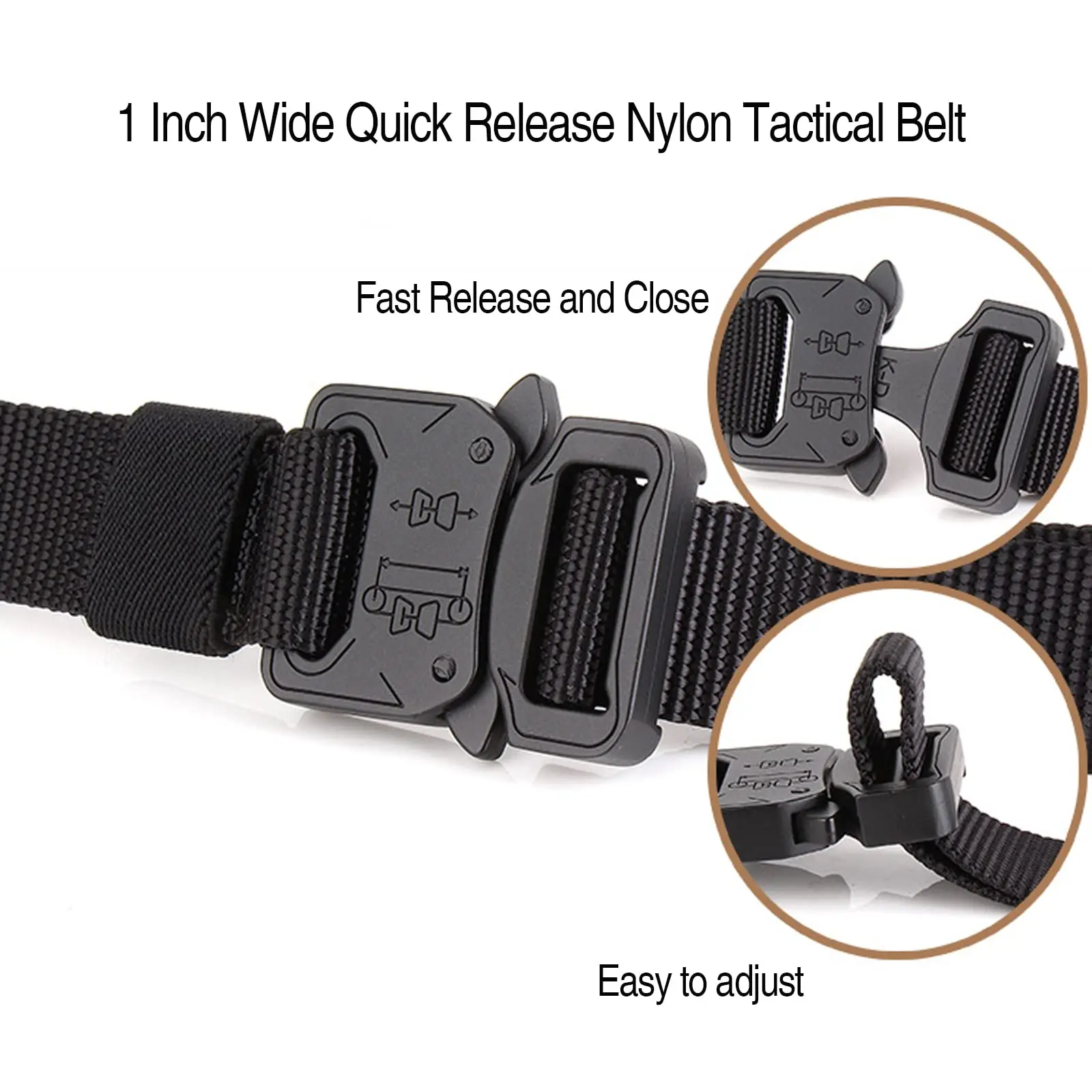Custom 2.5cm Wide Nylon Tactical Belt Quick Release Metal Buckle Heavy Duty Sports Skinny Webbing Belts for Men