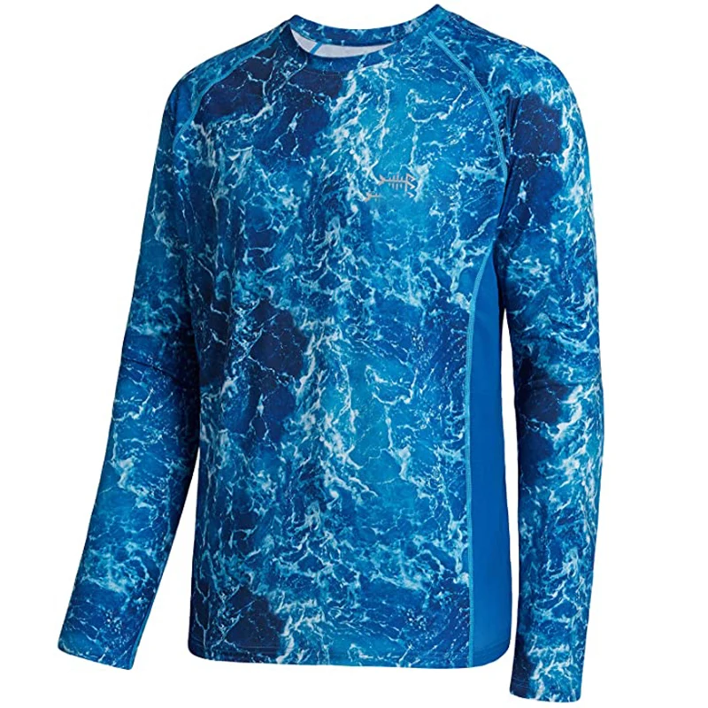 UPF 50+ Men Camo Long Sleeve Vented Fishing Shirt Quick Dry