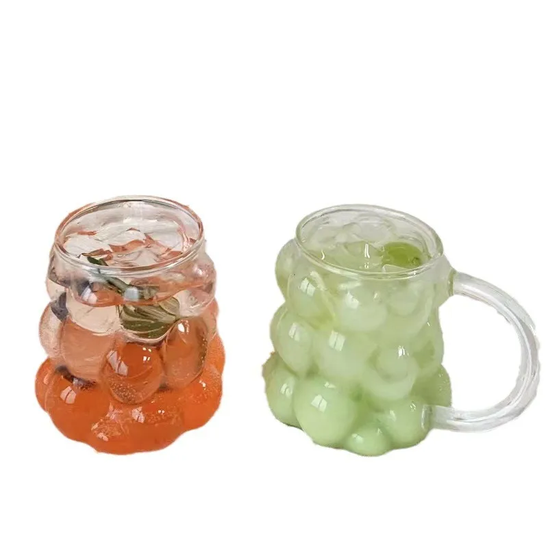 Home high borosilicate glass single layer grape shape cold drink juice cup clear glass breakfast milk cup