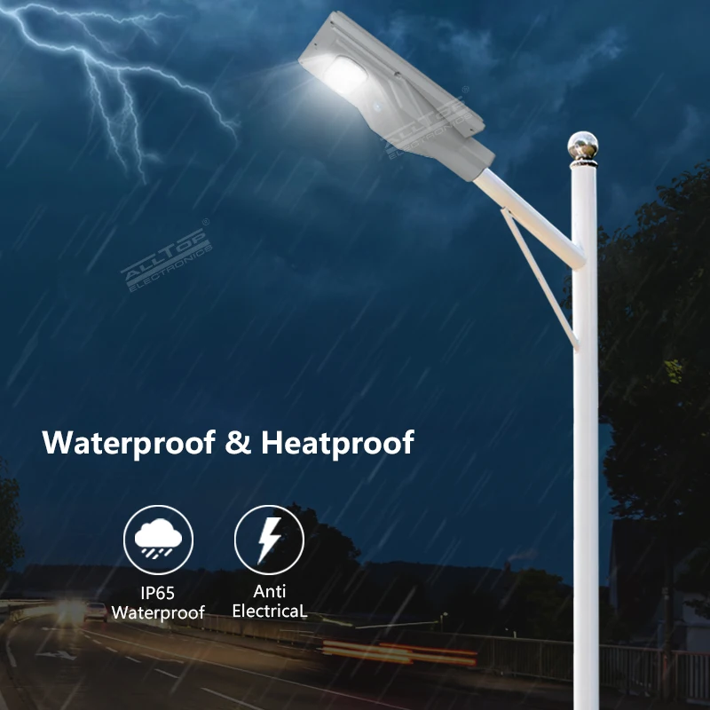 ALLTOP High Lumen Ip65 Waterproof Parking Lot SMD 30w 60w 90w 120w 150w Dimmable All In One Solar LED Street Light