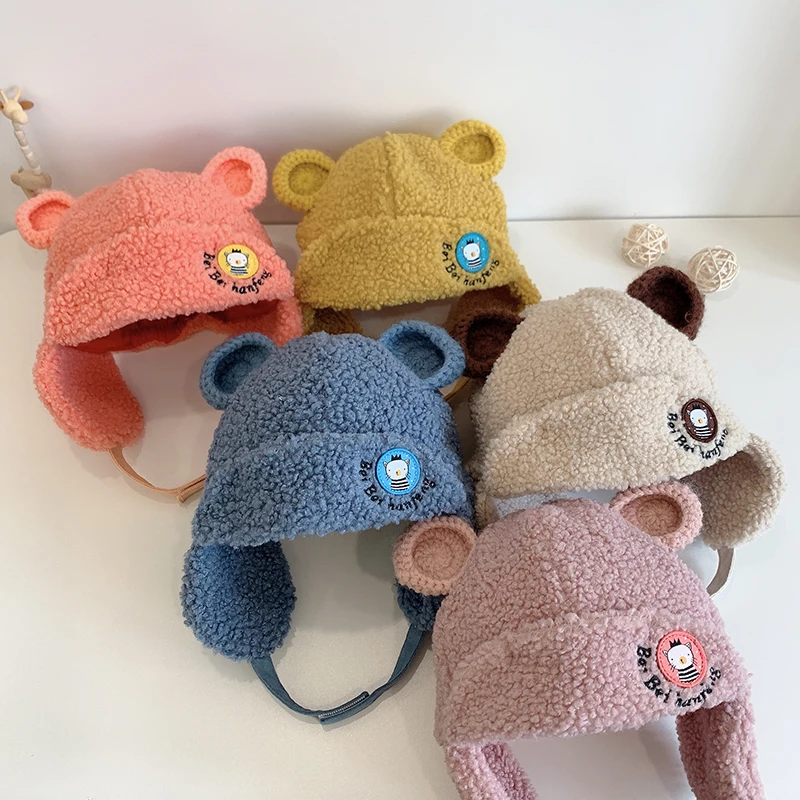 
New Baby Boys Girls Hat Kids Children Ear Flap Muff Winter Warm Plush Cotton Cap Outdoor Lei Feng Cap Beanie Gifts Hat 1-4 Years 