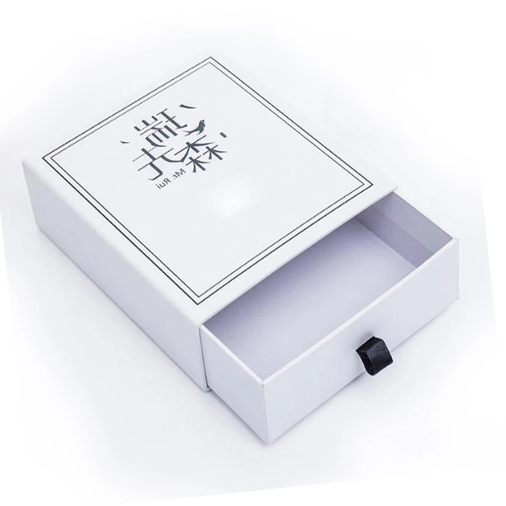slide open drawer white cardboard paper packaging box for bow tie