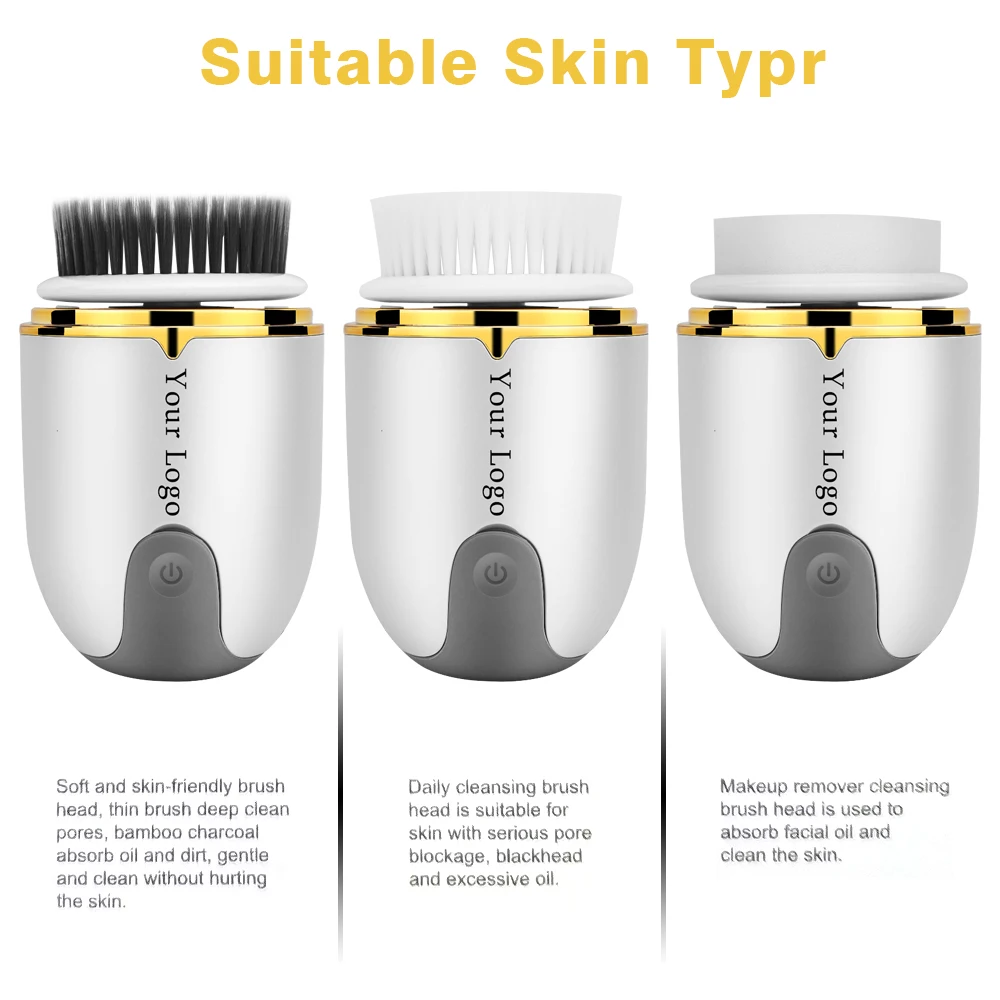 Hot Sale Private Label Portable Electric Ultrasonic Facial Cleansing Brush Facial Cleanser