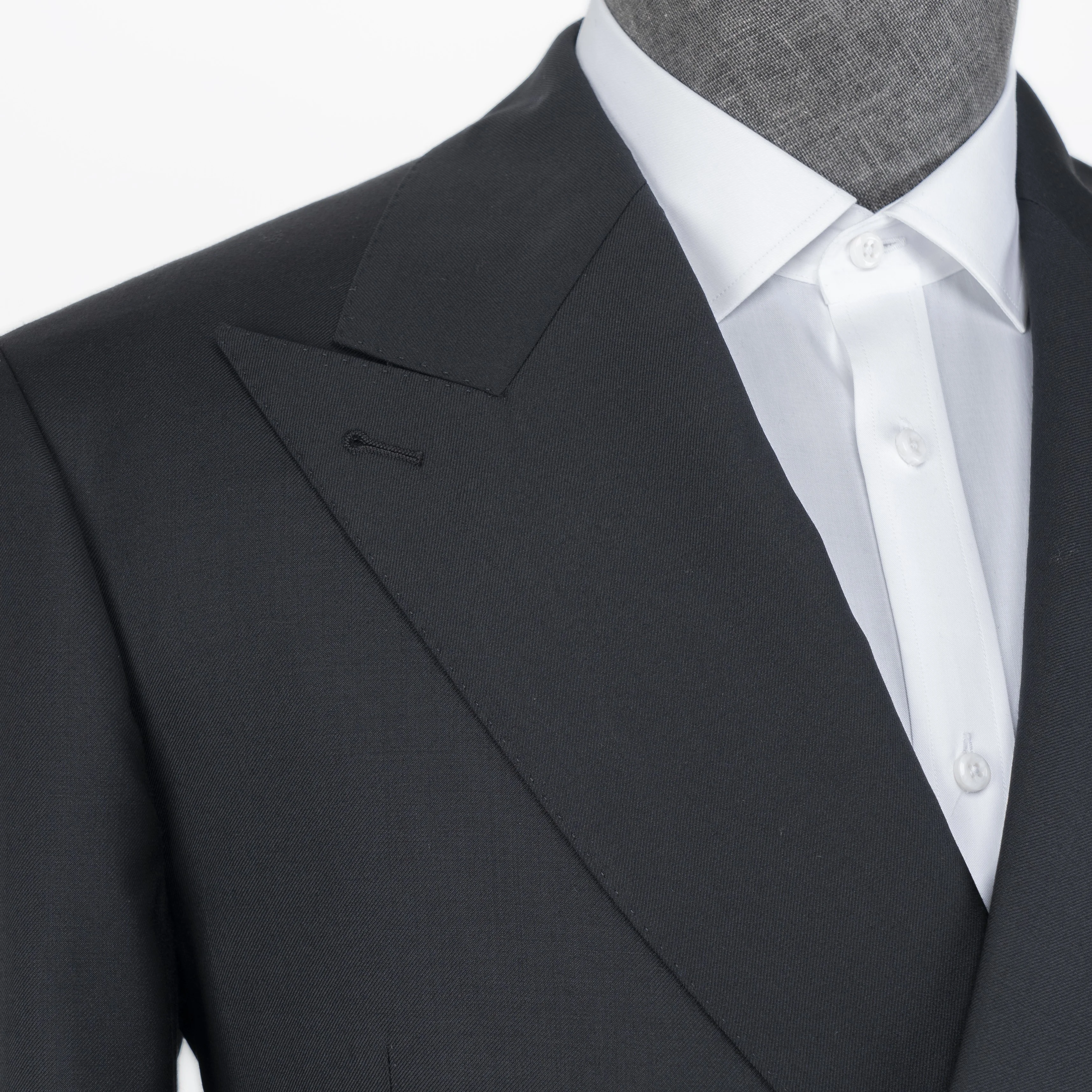 Double Breasted Black Two Pieces Three Pockets Made To Measure Custom Made Wool Mens Business Casual Tailored Peaked Suit