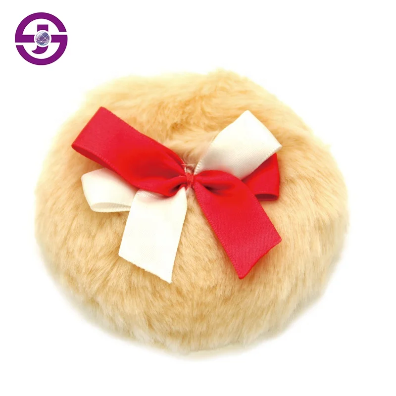 Round Baby Powder Puff Dry Body Shimmer Ball Makeup Powder Plush Puff With Bow Ribbon