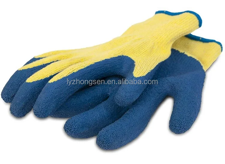 cheap 10 gauge Crinkle Cut Resistant Cotton Latex Coated Gloves
