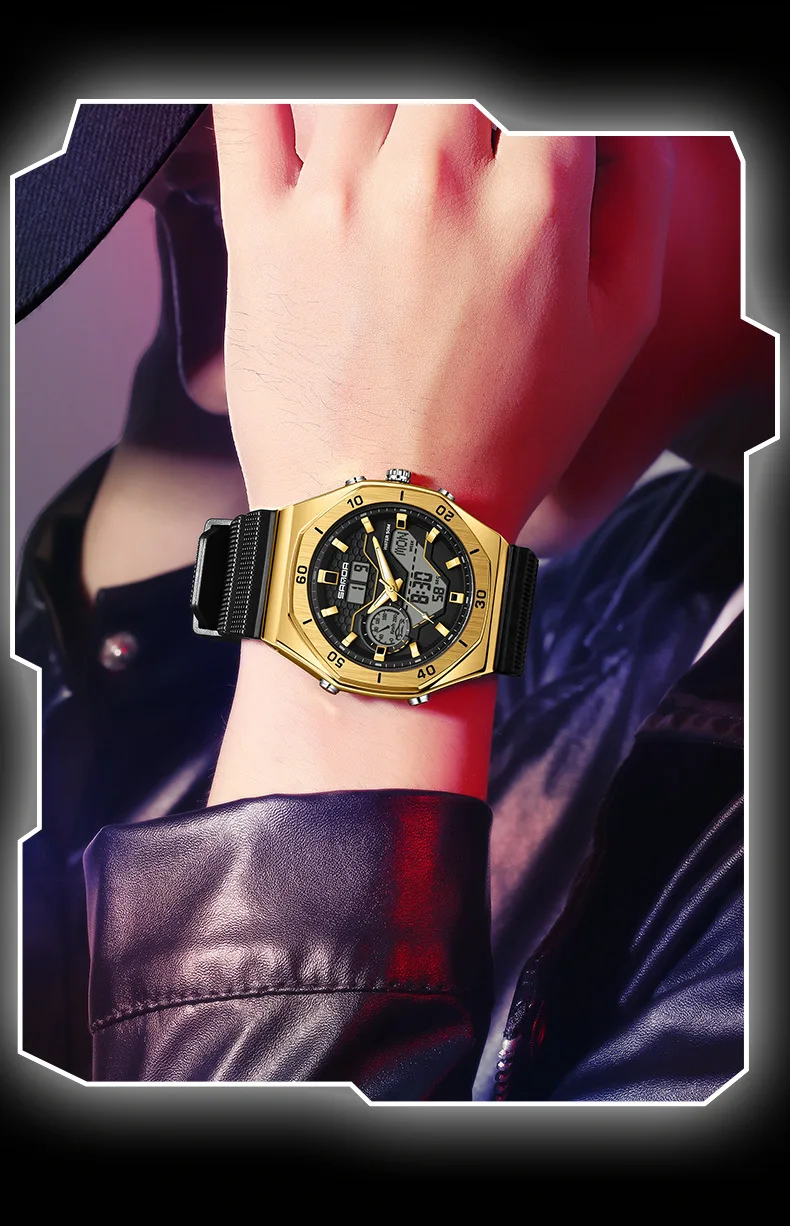 SANDA 6209 Brand Students Fashion Electronic Wristwatch Electronic Watch Waterproof Outdoor Men Sports Quartz Watch for Male