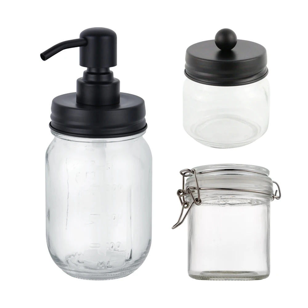 Colored Black Straw Lids Mason Jar Lid 500Ml Glass Mason Jars Storage Jars Frosted With Lids Logo
