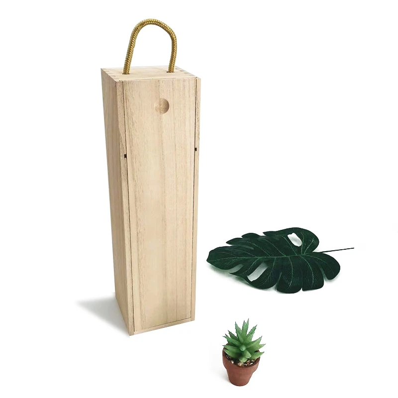ECOLINK Customized Wooden Wine Bottle Box Wood Storage Gift Case with Sliding Lid