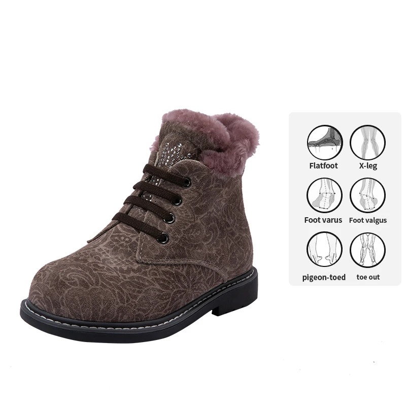 Princepard OEM Customized Side Zipper Boot Anti Slippery TPR Hard Sole Kid Shoes Girl Orthopedic Boots