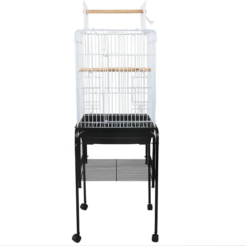 Wholesale sale of high quality large bird cage Stylish simple white large space comfortable parrot cage with roost wood
