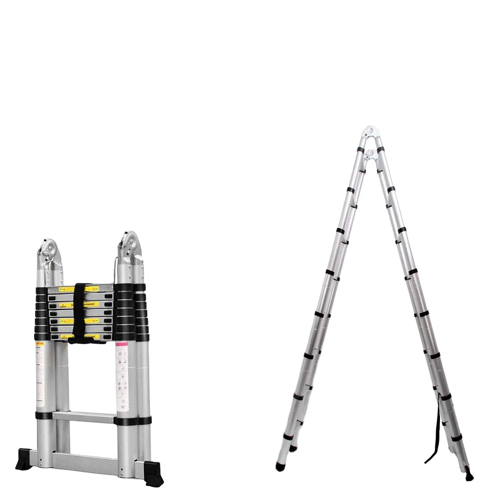 Aluminium En131  Telescopic Ladder 5 Meter folding steps multi purpose telescopic ladder (1600385508992)