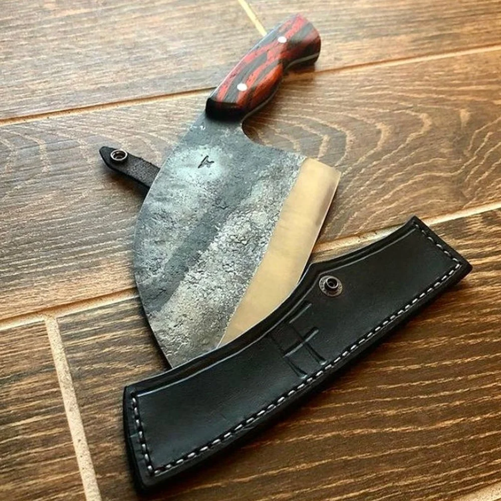 Набор кухонных ножей ручной работы из углеродистой стали с деревянной ручкой