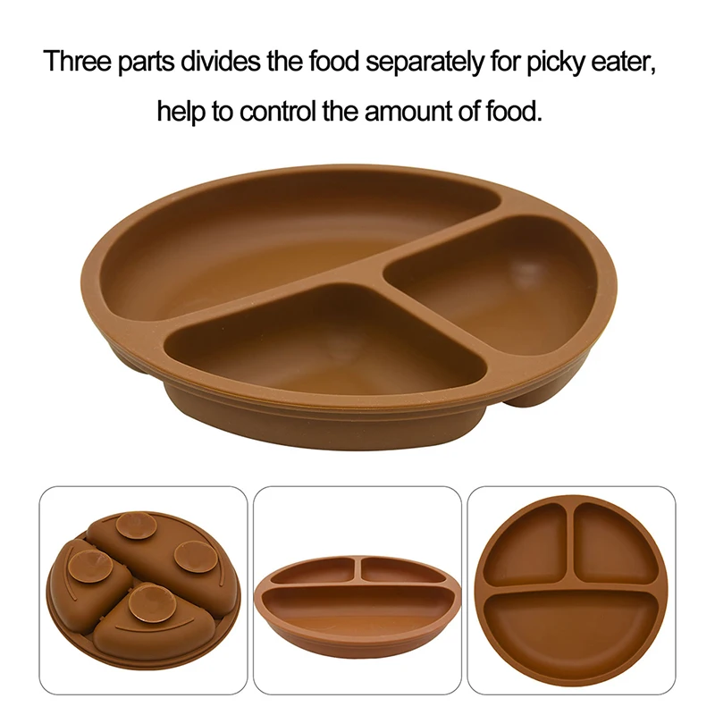 BPA free Silicone Baby Feeding Plates with Strong Suction Food grade Dishwasher Safe Kids Silicone Divided Plate