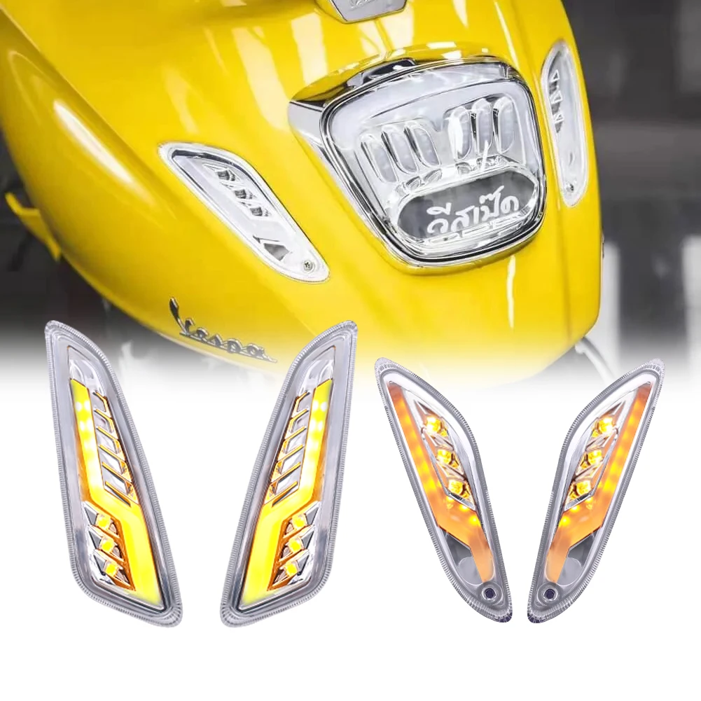 silver Level10 front and rear sequential turn lights for vespa sprint primavera