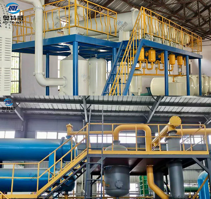 Factory Price Fully Automatic Continuous pyrolysis oil to diesel distillation fuel machine Tire prolisis plant
