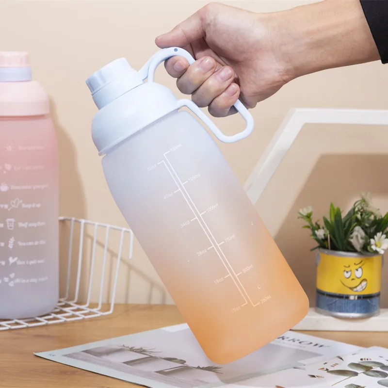 2021 New Arrival Large 1800ml Leakproof sport Tritan Bpa Free Motivational Water Bottle With Time Marker & Straw