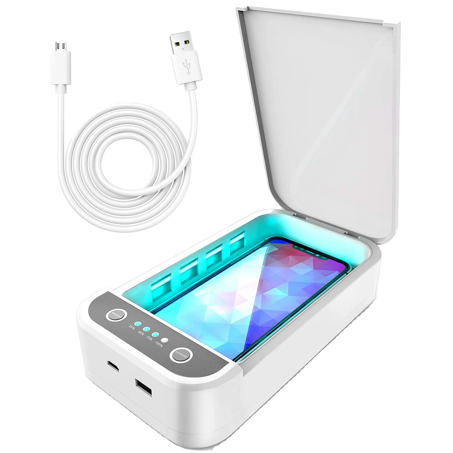 
Phone Portable White UVC LED Multifunctional Wireless Charger UV Disinfection Box XD-001 with CE RoHs FCC 