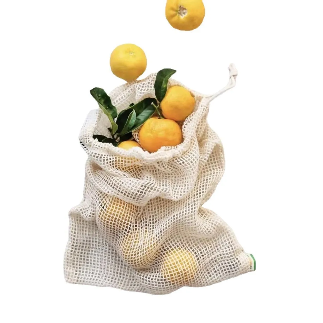 Wholesale Custom Design Kitchen Custom Natural Cotton Mesh Linen Drawstring Bag