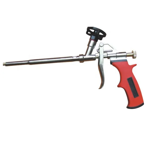 Hot selling double color handle  foam gun aluminum alloy adapter copper adjustment screw caulking gun