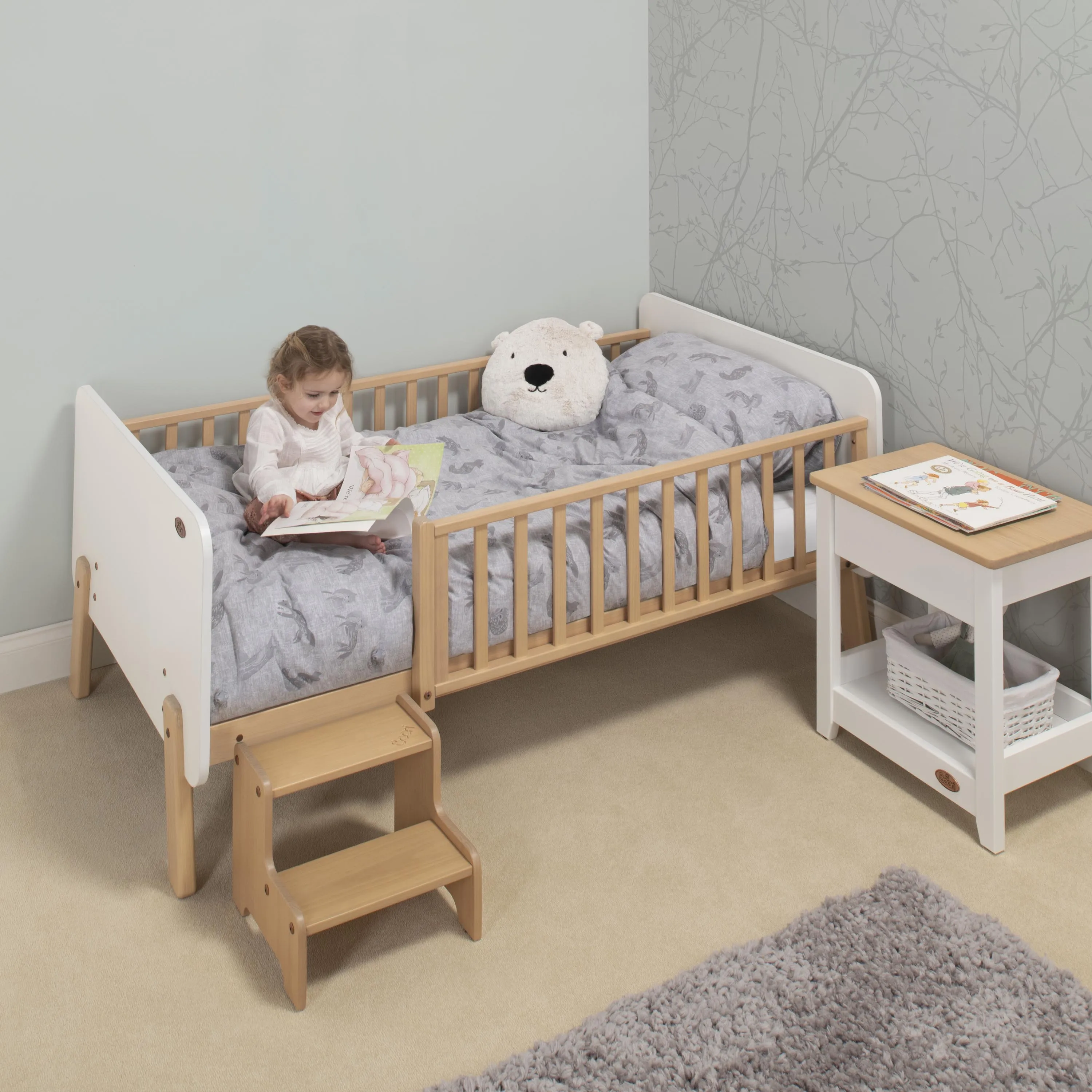 children beds multifunction OBM manufacturer pine wood white natural adjustable Infant toddler bed co sleeper kids bed