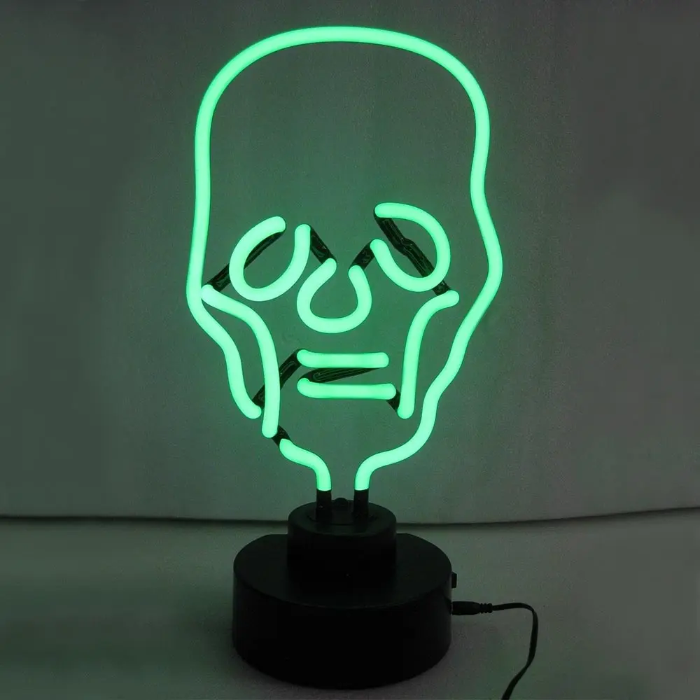 new glass neon sculpture china factory shanghai antuo black round base custom logo table top neon lamp