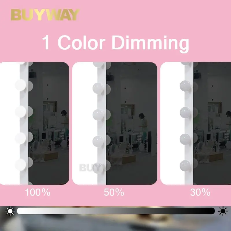 Белое голливудское зеркало для макияжа с регулируемой яркостью 20 лампочек