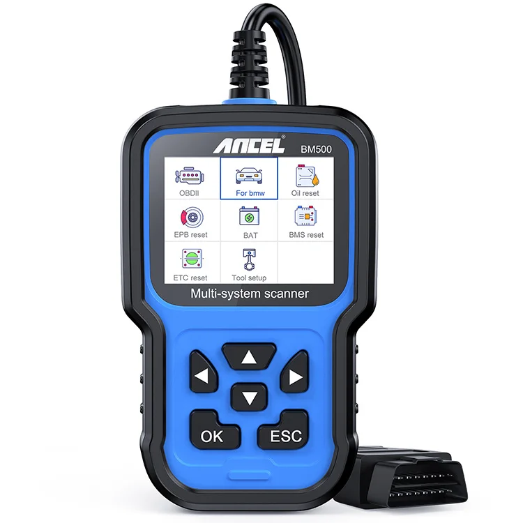 Профессиональный читатель кода ANCEL BM500 OBD2 проверка двигателя IM готовности CBS EPB для перезапуска устройства порошковой печати BMW автомобиля инструмент OBD 2 Автомобильный диагностический
