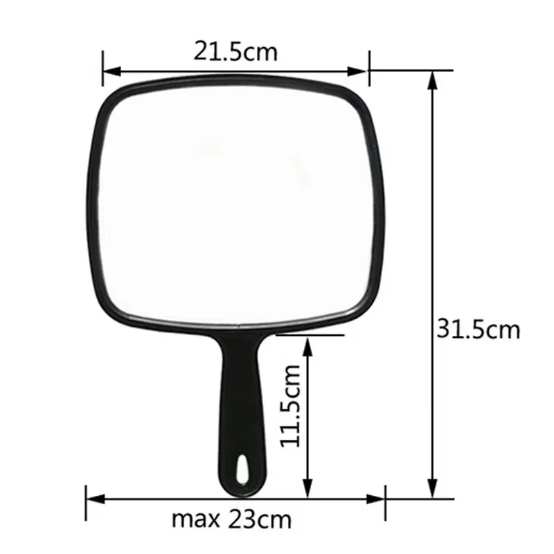 Compact Large Black Mirror Hair Salon Hand Mirror Plastic Square Handheld Mirror for Barber Hairdressing Lash Salon