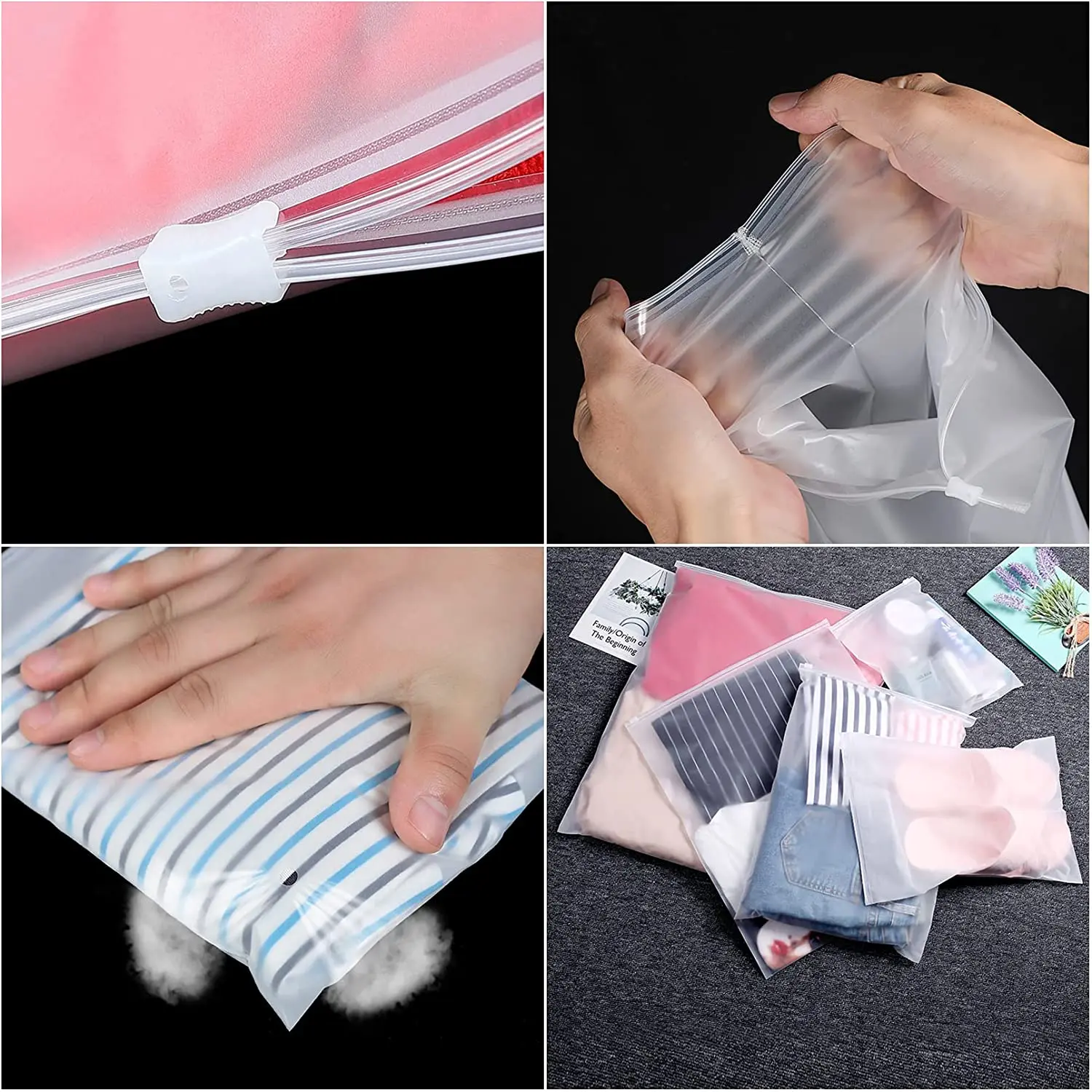 Custom LOGO Printed And Different Size Slider Ziplock Plastic Bags Zip Lock Poly Bag
