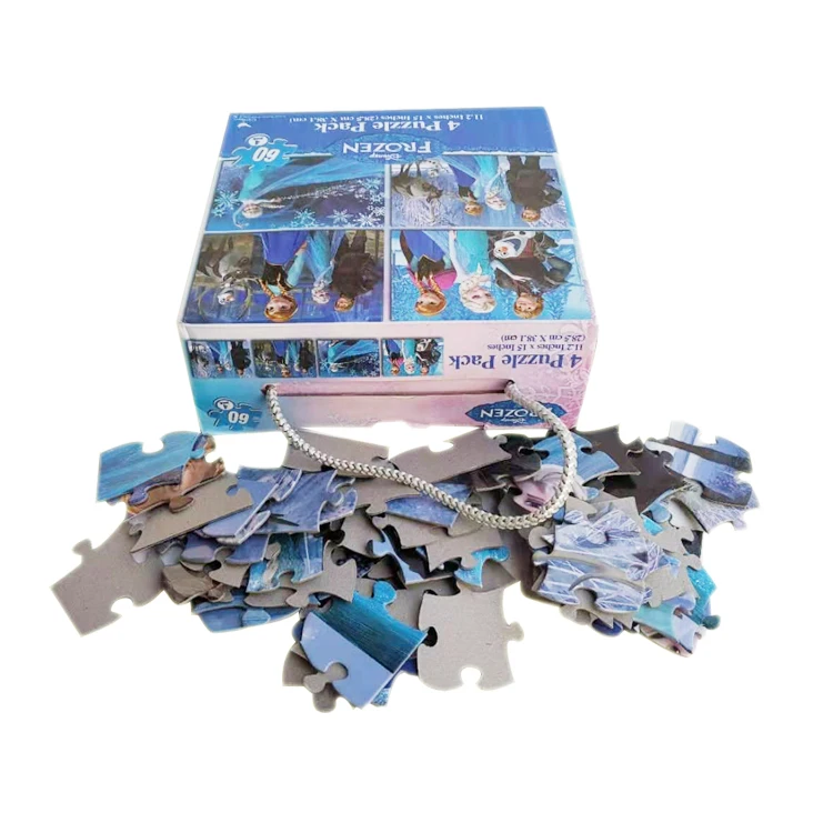 Kids Cartoon Jigsaw Puzzle Games In Color Box With Rope