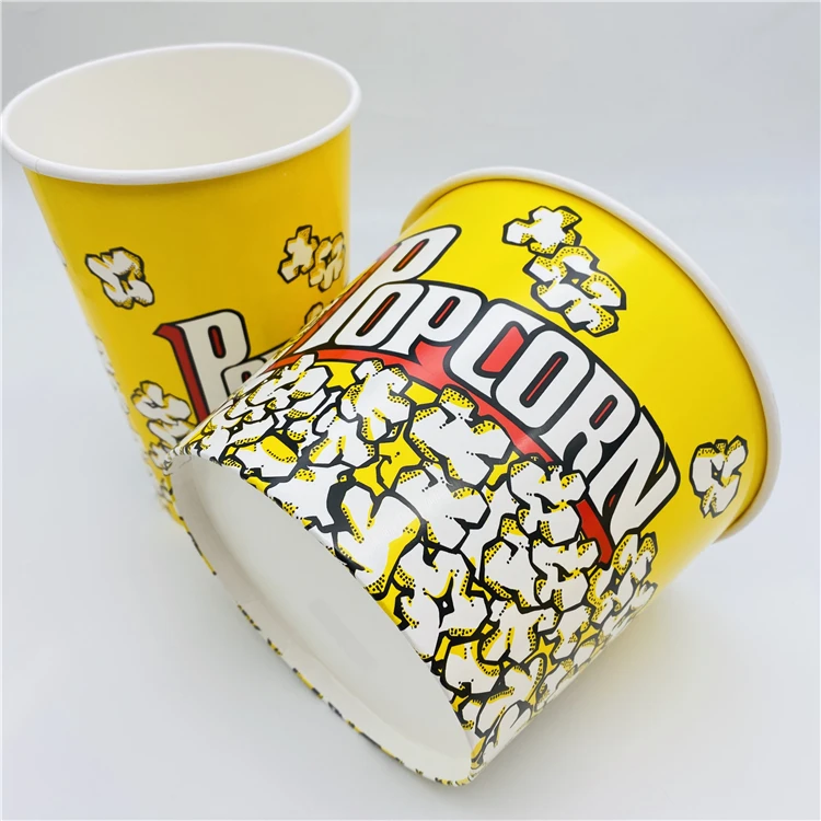 disposable custom printing paper popcorn bucket cups 32oz 40oz 50oz 100oz