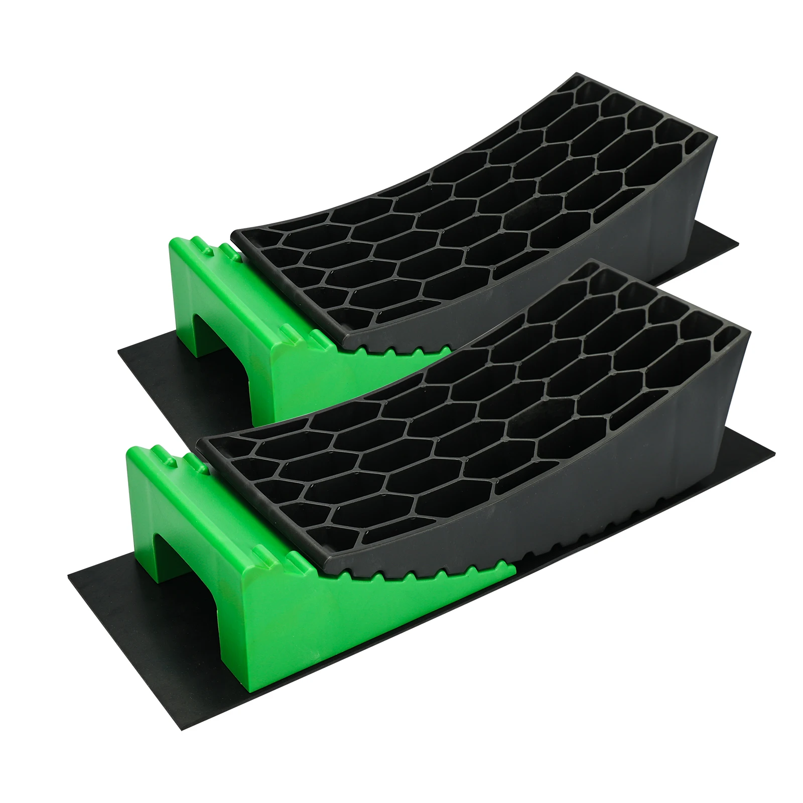 Camper Levelers 8-Pieces Kit RV Leveling Blocks Camper Wheel Chocks,Including Two Curved LevelersTwo Chocks, Two Rubber Grip Mat