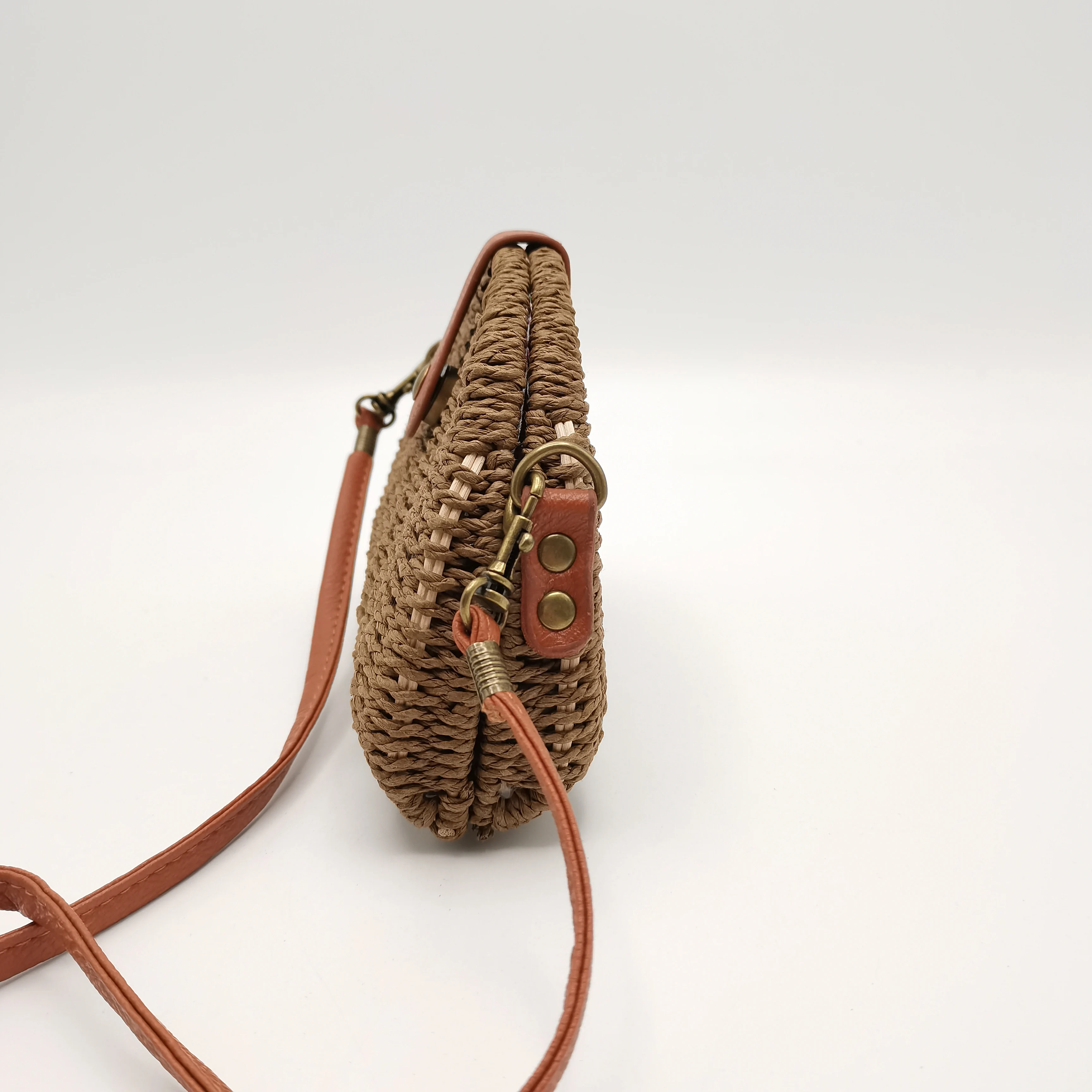 Полукруглая Соломенная Сумочка Fuxia, миниатюрная сумка через плечо, клатч, кошелек, соломенные сумки из ротанга, летняя пляжная плетеная сумка-кошелек