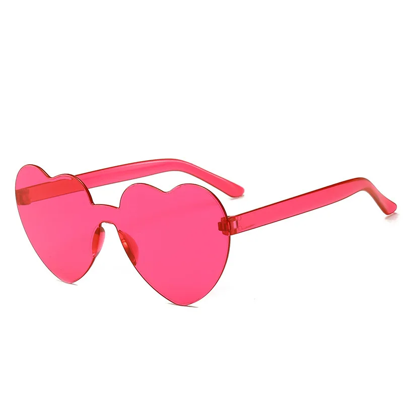 Eyewear Big Frame Sunglasses Candy Colors Lenses Heart Shape Women Rimless Girls Glasses