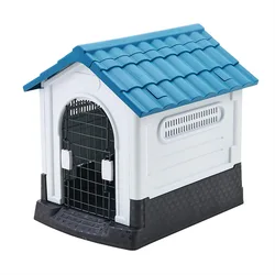Durable Waterproof Plastic Pet Dog House Indoor Outdoor Puppy Shelter Kennel with Air Vents and Elevated Floor