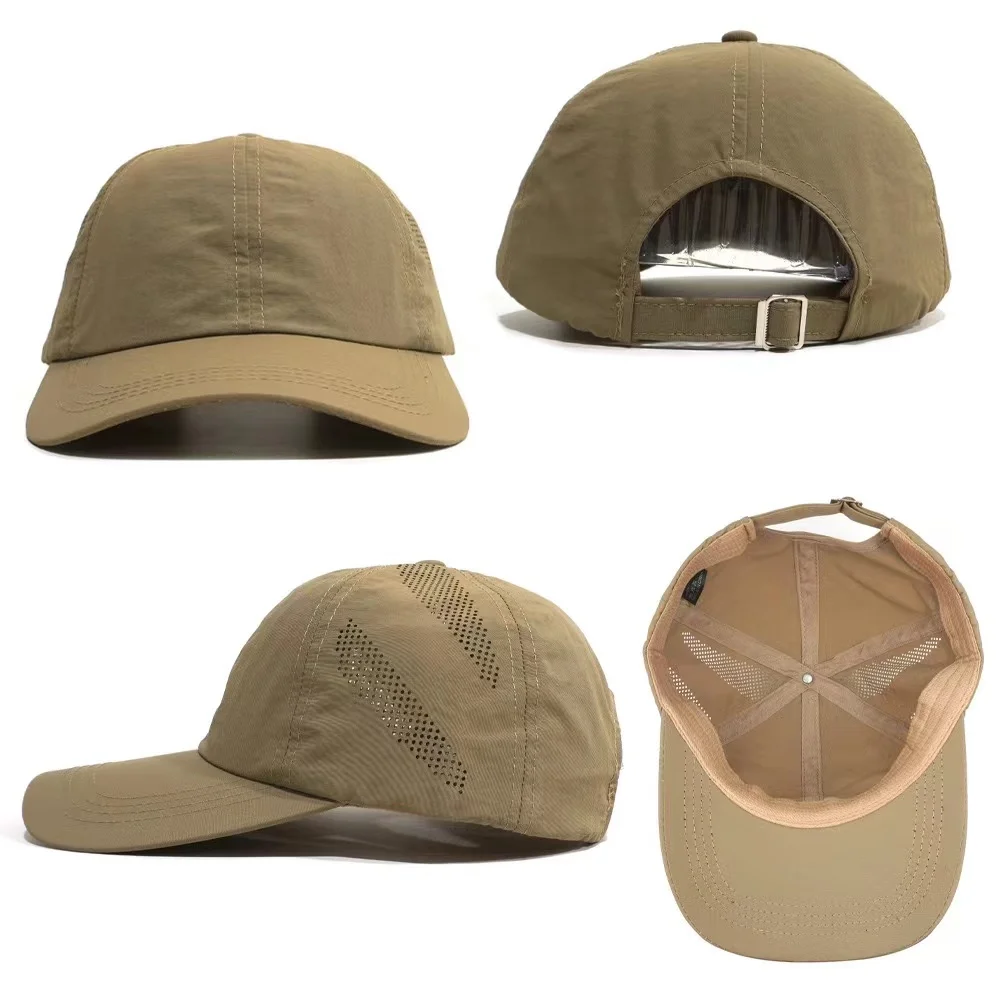 Summer Light Weight Waterproof Baseball Caps Laser Cut Hole Breathable Unisex Sports Caps