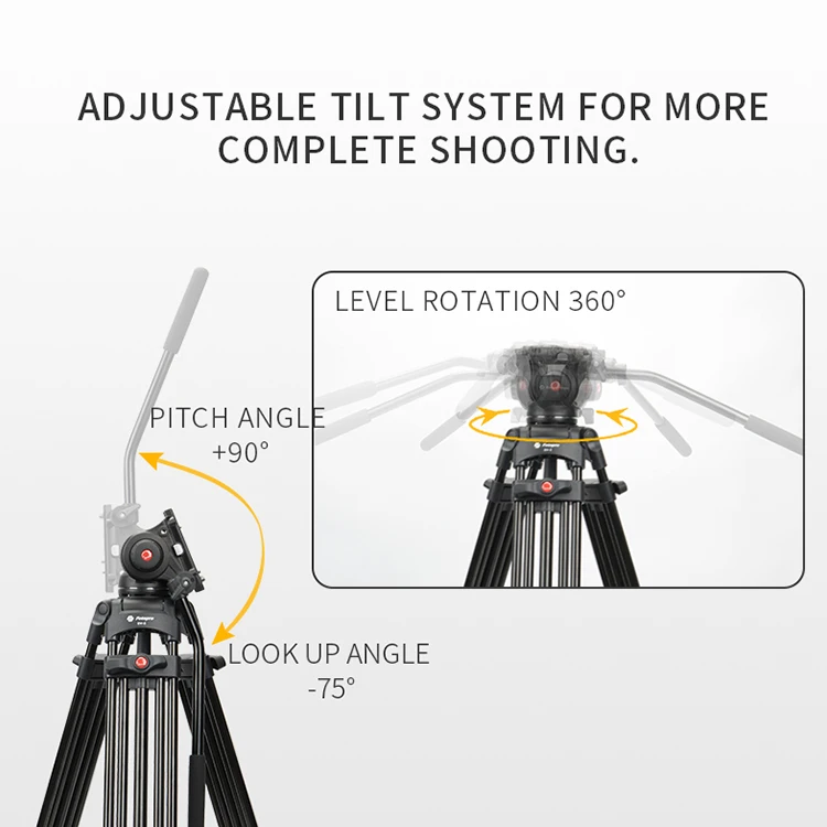 Fotopro New Arrival Aluminum Extendable Adjustable Heavy Duty Dslr Camera Photography Stand Tripod