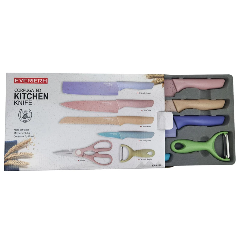 
6-piece Household Wheat Straw Kitchen Knife Set 