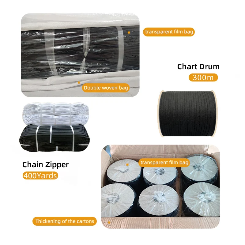 China factory hot sale #3 white and black long chain nylon zipper in roll
