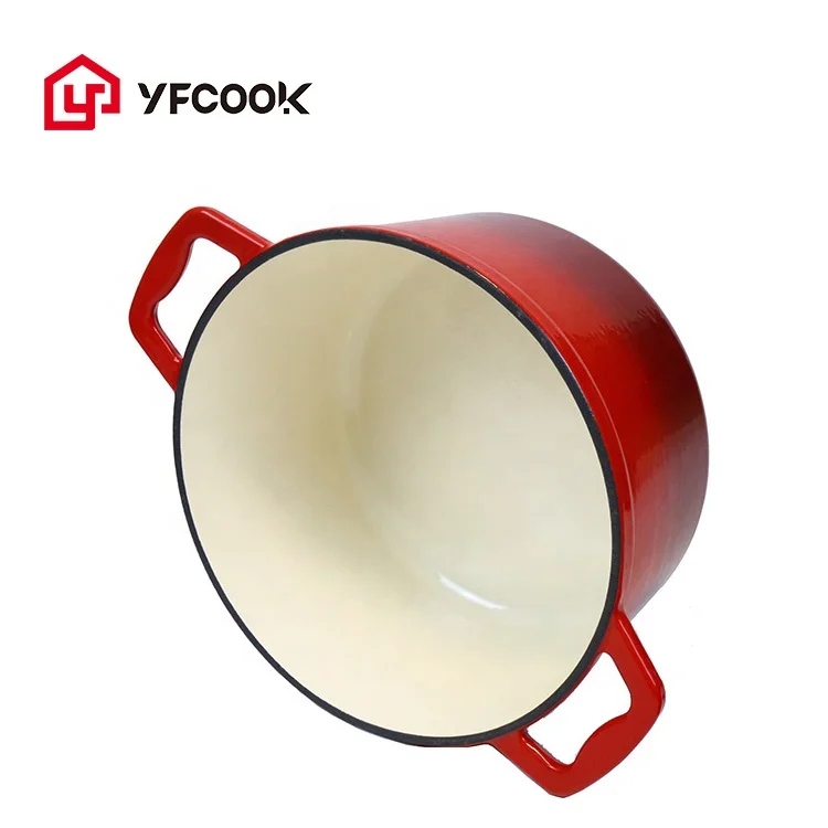 Factory Outlet Good Quality Nonstick 6 Pieces Cooking Pots and Pans Red Enamel Cast Iron Cookware Sets