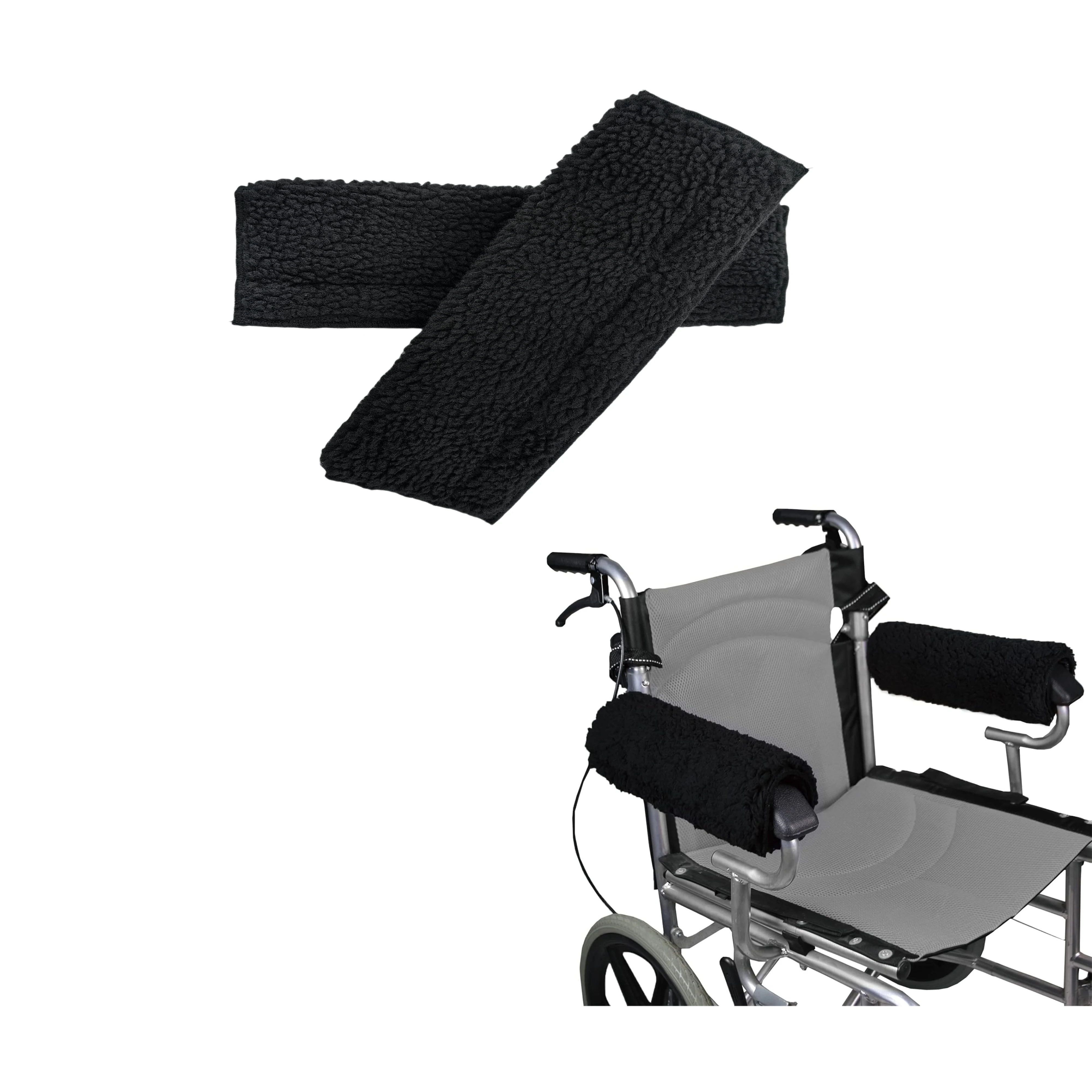 Lambswool Wheelchair Armrest Protectors Soft Non-Slip Walker Arm Guards Fleece Sleeves